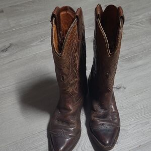 Women's Brown Leather Western Pull-On Boots